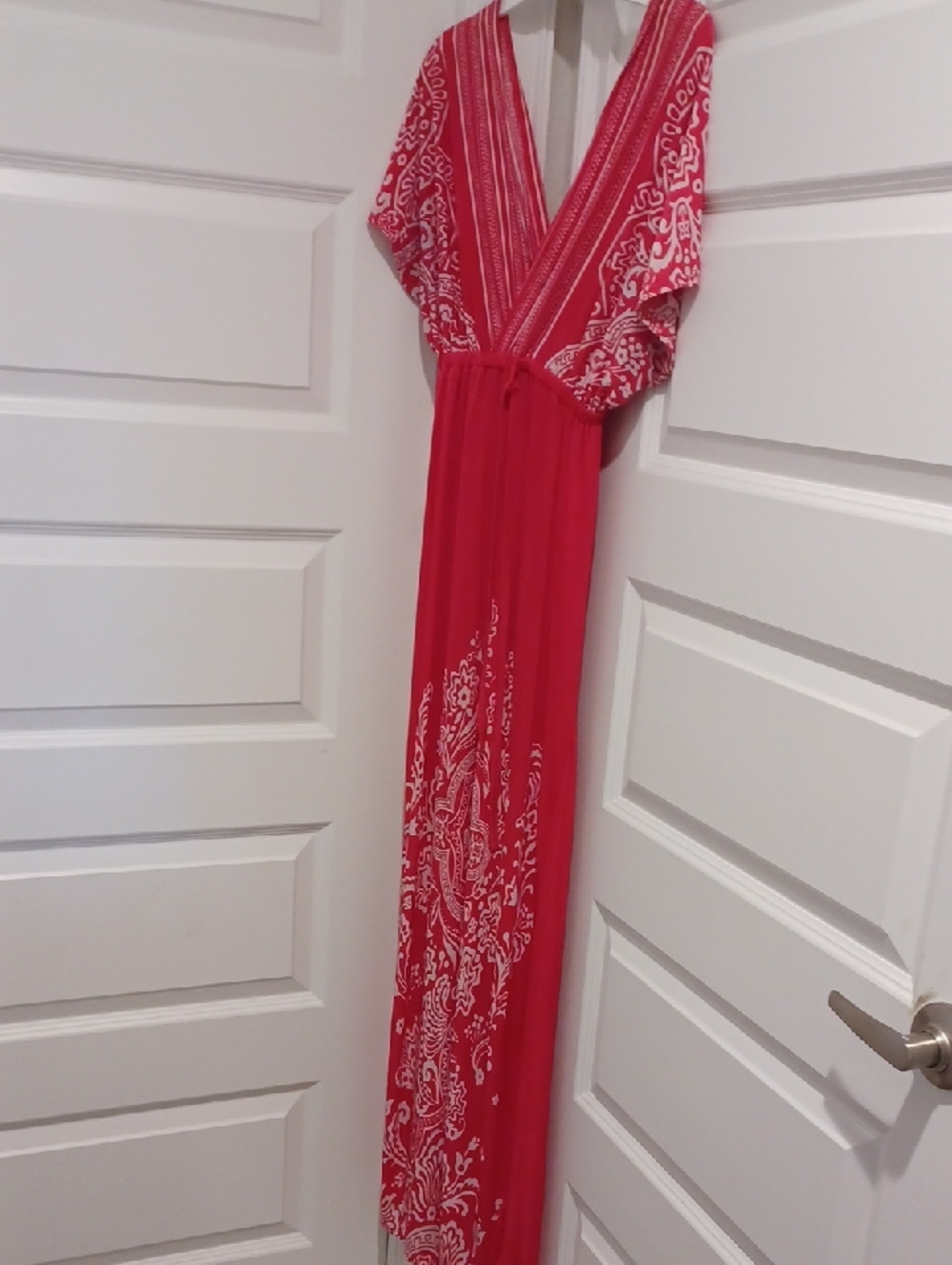 Just Love Red Printed V-Neck Maxi Dress